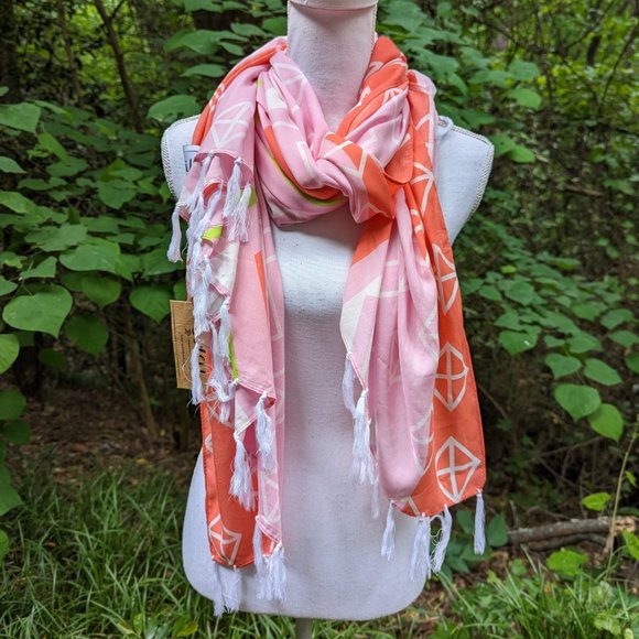 SOLEIL Pareo Wrap Swim Cover Up in Pink Geometric Print One Size New - Picture 2 of 6